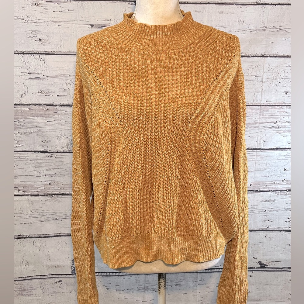 KENDALL & KYLIE Sweater Mock Neck Cropped Golden Heather-Medium